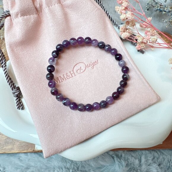 6mm Chevron Amethyst Stretch Bracelet - Picture 3 of 5